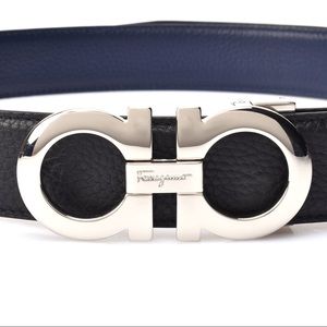 Ferragamo reversible mens belt - black/blue
